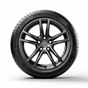 Car wheels isolated on a white background, ai technology