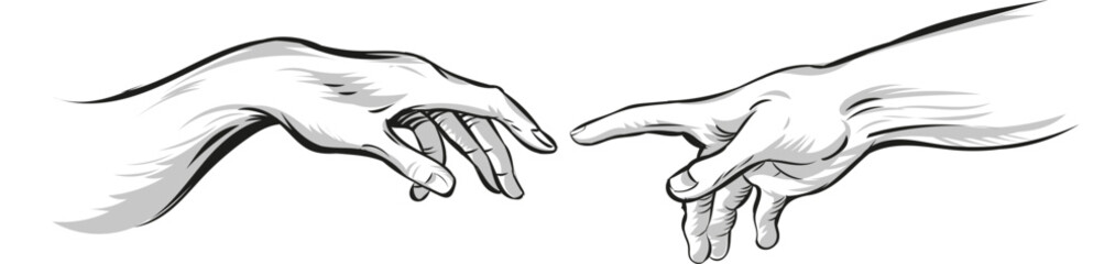 Creation of adam Michelangelo vector hands