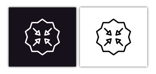 minimize icon isolated in white and black colors. minimize outline vector icon from arrows collection for web, mobile apps and ui.