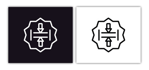 horizontal merge icon isolated in white and black colors. horizontal merge outline vector icon from arrows collection for web, mobile apps and ui.