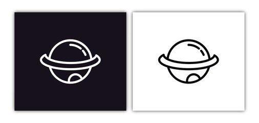 saturn icon isolated in white and black colors. saturn outline vector icon from astronomy collection for web, mobile apps and ui.