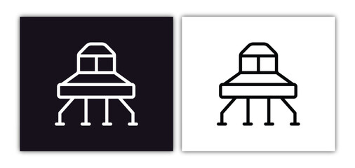 space lander icon isolated in white and black colors. space lander outline vector icon from astronomy collection for web, mobile apps and ui. © Premium Art