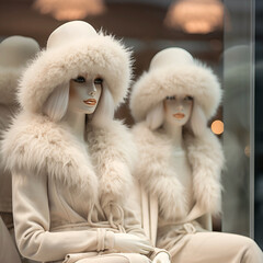 Mannequin woman in winter clothes 