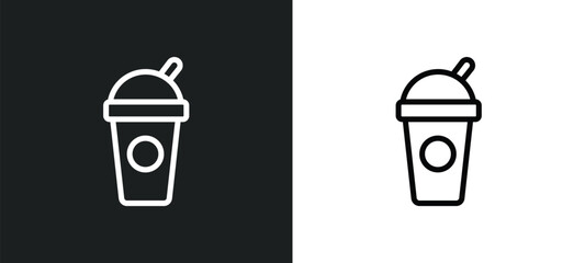 papper cup with straw icon isolated in white and black colors. papper cup with straw outline vector icon from cinema collection for web, mobile apps and ui.