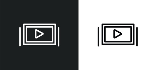 theatre screen icon isolated in white and black colors. theatre screen outline vector icon from cinema collection for web, mobile apps and ui.