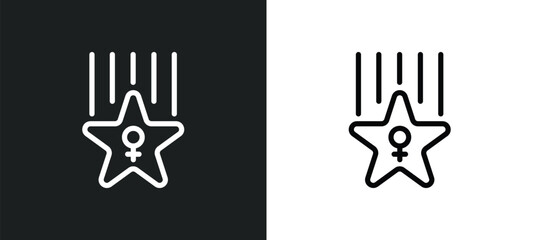 famous cinema star icon isolated in white and black colors. famous cinema star outline vector icon from cinema collection for web, mobile apps and ui.