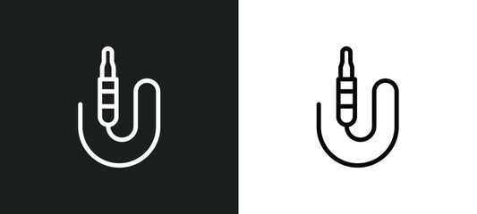 sound cable icon isolated in white and black colors. sound cable outline vector icon from electronic devices collection for web, mobile apps and ui.