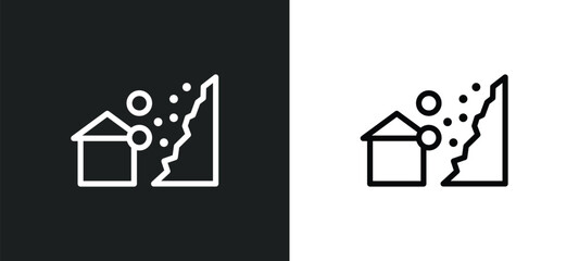 avalanche and house icon isolated in white and black colors. avalanche and house outline vector icon from meteorology collection for web, mobile apps ui.