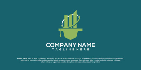 Graduate Cap, Campus, Education logo design and successful business company logo signs. investment, finance, marketing, sales and growth symbol icons. logo vector illustration