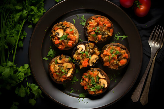 Stuffed Portobello Mushrooms, Vegetarian Dish