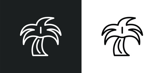 Fototapeta na wymiar coconut tree standing icon isolated in white and black colors. coconut tree standing outline vector icon from nature collection for web, mobile apps and ui.