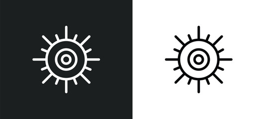 shining sun with rays icon isolated in white and black colors. shining sun with rays outline vector icon from nature collection for web, mobile apps and ui.