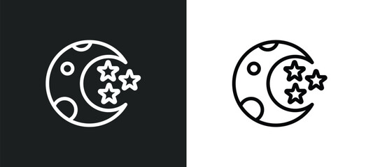 Fototapeta premium half moon and star icon isolated in white and black colors. half moon and star outline vector icon from shapes collection for web, mobile apps ui.