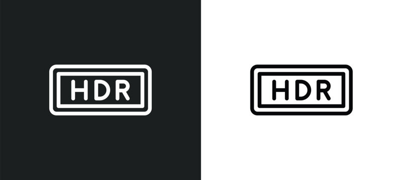 hdr icon isolated in white and black colors. hdr outline vector icon from shapes collection for web, mobile apps and ui.