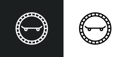skateboard icon isolated in white and black colors. skateboard outline vector icon from signs collection for web, mobile apps and ui.