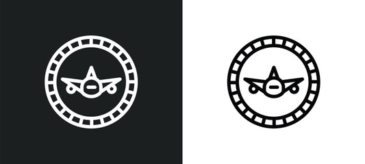 Fototapeta na wymiar airport icon isolated in white and black colors. airport outline vector icon from signs collection for web, mobile apps and ui.