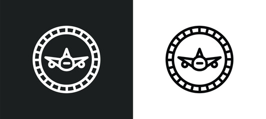 airport icon isolated in white and black colors. airport outline vector icon from signs collection for web, mobile apps and ui.