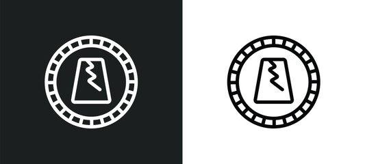 road collapse icon isolated in white and black colors. road collapse outline vector icon from signs collection for web, mobile apps and ui.