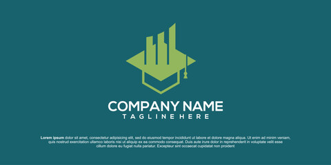 Graduate Cap, Campus, Education logo design and successful business company logo signs. investment, finance, marketing, sales and growth symbol icons. logo vector illustration