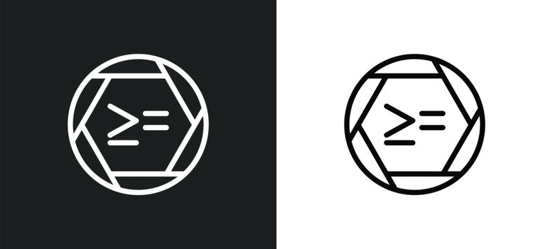 is greater than or equal to icon isolated in white and black colors. is greater than or equal to outline vector icon from signs collection for web, mobile apps and ui.