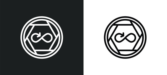 infinite icon isolated in white and black colors. infinite outline vector icon from signs collection for web, mobile apps and ui.