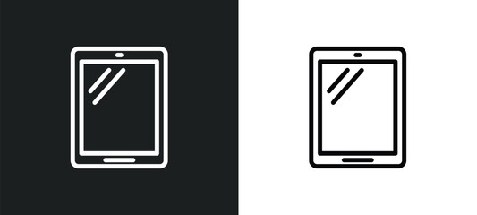 tablet with blank screen icon isolated in white and black colors. tablet with blank screen outline vector icon from technology collection for web, mobile apps and ui.