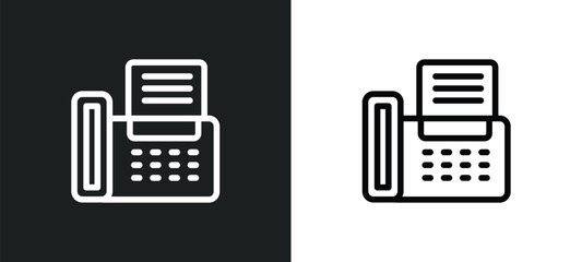 telephone with fax icon isolated in white and black colors. telephone with fax outline vector icon from technology collection for web, mobile apps and ui.