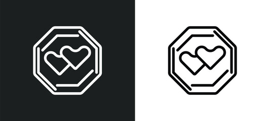 lovemaking icon isolated in white and black colors. lovemaking outline vector icon from traffic signs collection for web, mobile apps and ui.