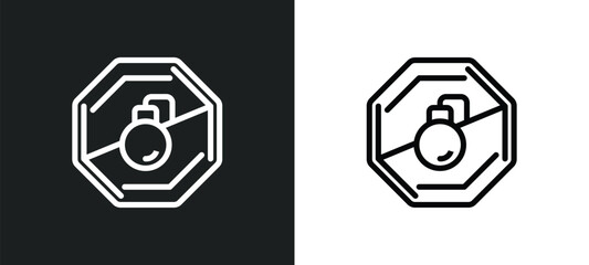 no bombs icon isolated in white and black colors. no bombs outline vector icon from traffic signs collection for web, mobile apps and ui.