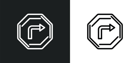 Fototapeta premium no turn right icon isolated in white and black colors. no turn right outline vector icon from traffic signs collection for web, mobile apps and ui.