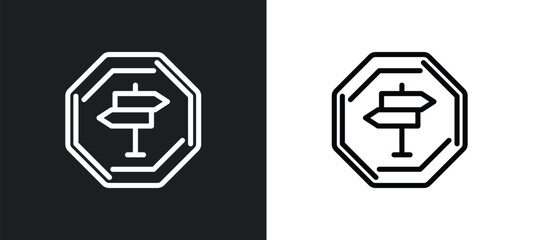 crossroad icon isolated in white and black colors. crossroad outline vector icon from traffic signs collection for web, mobile apps and ui.