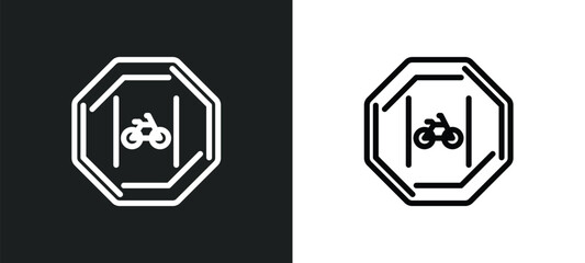 cycle lane icon isolated in white and black colors. cycle lane outline vector icon from traffic signs collection for web, mobile apps and ui.