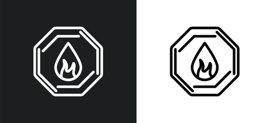 fire icon isolated in white and black colors. fire outline vector icon from traffic signs collection for web, mobile apps and ui.