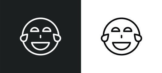 laughing smile icon isolated in white and black colors. laughing smile outline vector icon from user collection for web, mobile apps and ui.