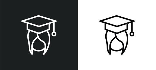 graduate girl icon isolated in white and black colors. graduate girl outline vector icon from user collection for web, mobile apps and ui.