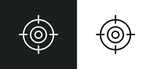 shooting target icon isolated in white and black colors. shooting target outline vector icon from weapons collection for web, mobile apps and ui.