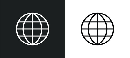 globe network icon isolated in white and black colors. globe network outline vector icon from web hosting collection for web, mobile apps and ui.