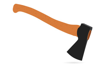 Axe vector with a wooden handle on a white background