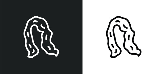 hair wig with side? icon isolated in white and black colors. hair wig with side? outline vector icon from woman clothing collection for web, mobile apps and ui.