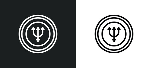 neptune icon isolated in white and black colors. neptune outline vector icon from zodiac collection for web, mobile apps and ui. © Premium Art