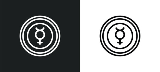 mercury icon isolated in white and black colors. mercury outline vector icon from zodiac collection for web, mobile apps and ui.