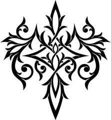 Stylized Victorian Gothic ornament. Tattoo, intricate design and decor element, coloring book pages. Highly detailed and accurate lines for print or engraving
