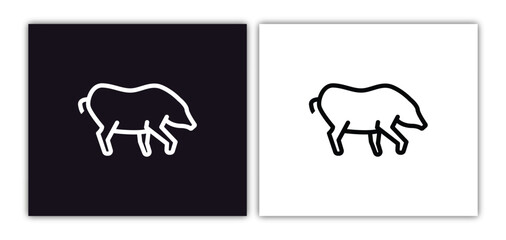 hog icon isolated in white and black colors. hog outline vector icon from animals collection for web, mobile apps and ui.