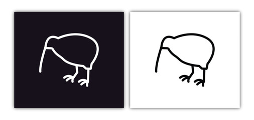 kiwi bird icon isolated in white and black colors. kiwi bird outline vector icon from animals collection for web, mobile apps and ui.