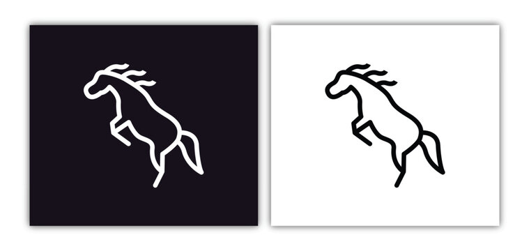 wild horse icon isolated in white and black colors. wild horse outline vector icon from animals collection for web, mobile apps and ui.