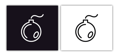 bomb icon isolated in white and black colors. bomb outline vector icon from army collection for web, mobile apps and ui.