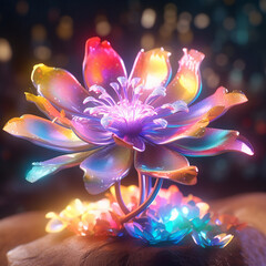 A_magical_flower_emits_a_radiant_rainbow_light3d