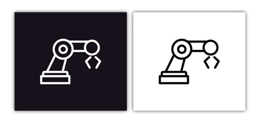 mechanical arm icon isolated in white and black colors. mechanical arm outline vector icon from artificial intelligence collection for web, mobile apps and ui.