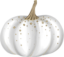 White Aesthetic Pumpkin Gold Glitter Halloween