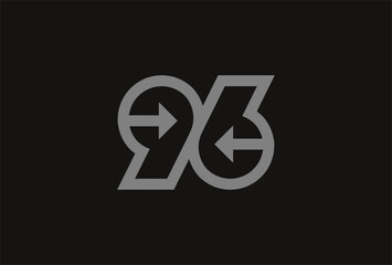 Number 96 Logo, Monogram number 96 with Arrow combination, usable for business and anniversary logos, flat design logo template, vector illustration